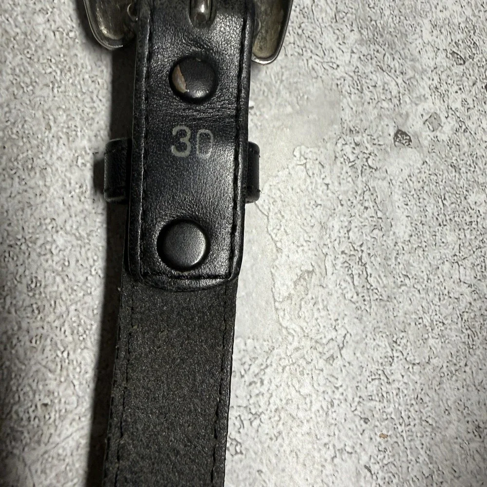Tony Lama Western Belt Mens 30 Black Leather Concho Silver Buckle 1996 Cowboy
